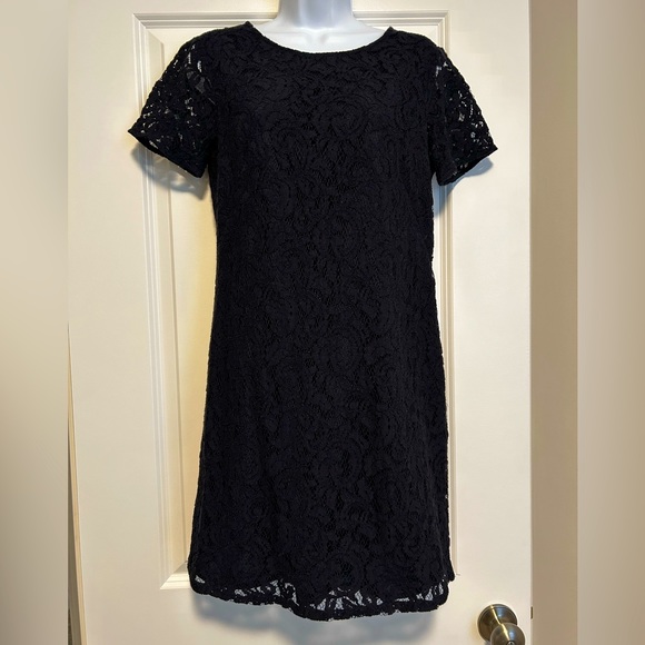Ann Taylor Navy Blue Lace Dress Size 6 - Picture 2 of 9